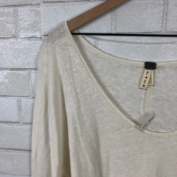 NEW Free People Linen Blend Ombre Tee - Picture 3 of 8